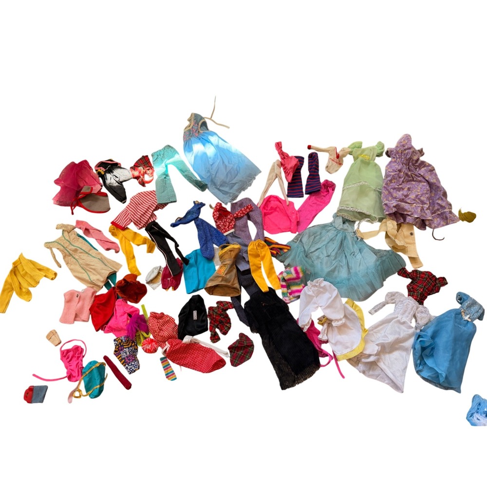 Vintage Mixed Doll Clothing Accessories Lot Brushes 50+pc